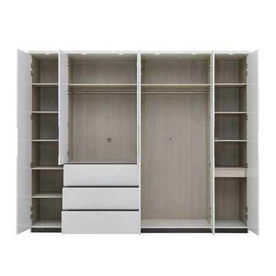 Petruci 6-Door Wardrobe - White/Black - With 2-Year Warranty